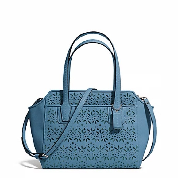 Coach Handbags - COACH Blue Poppy Taylor Eyelet Mini Avery Satchel Tote Crossbody Handbag 28081